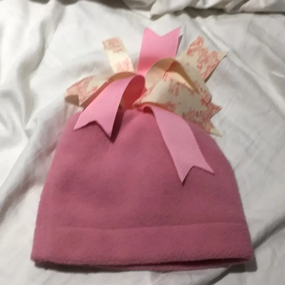 Lexy Lu Designs warm ribbon topped pink hat